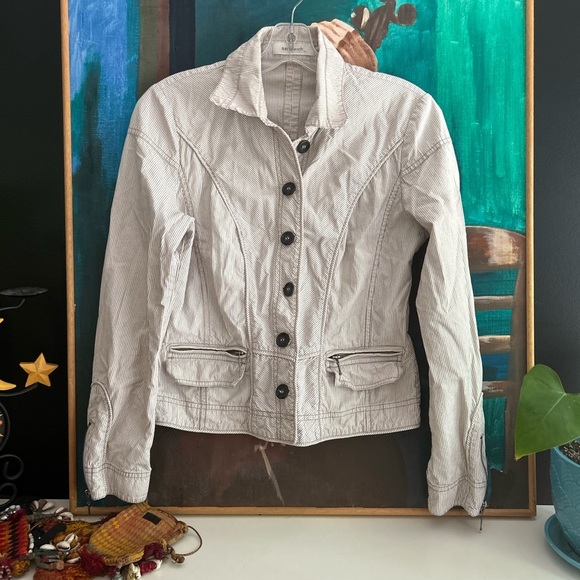 Sandwhich Stylish Boho Pinstripe White Jean Jacket 36 - Picture 4 of 16